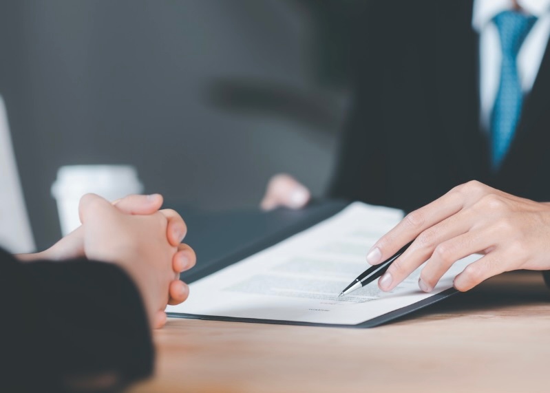 Lawyer reading document